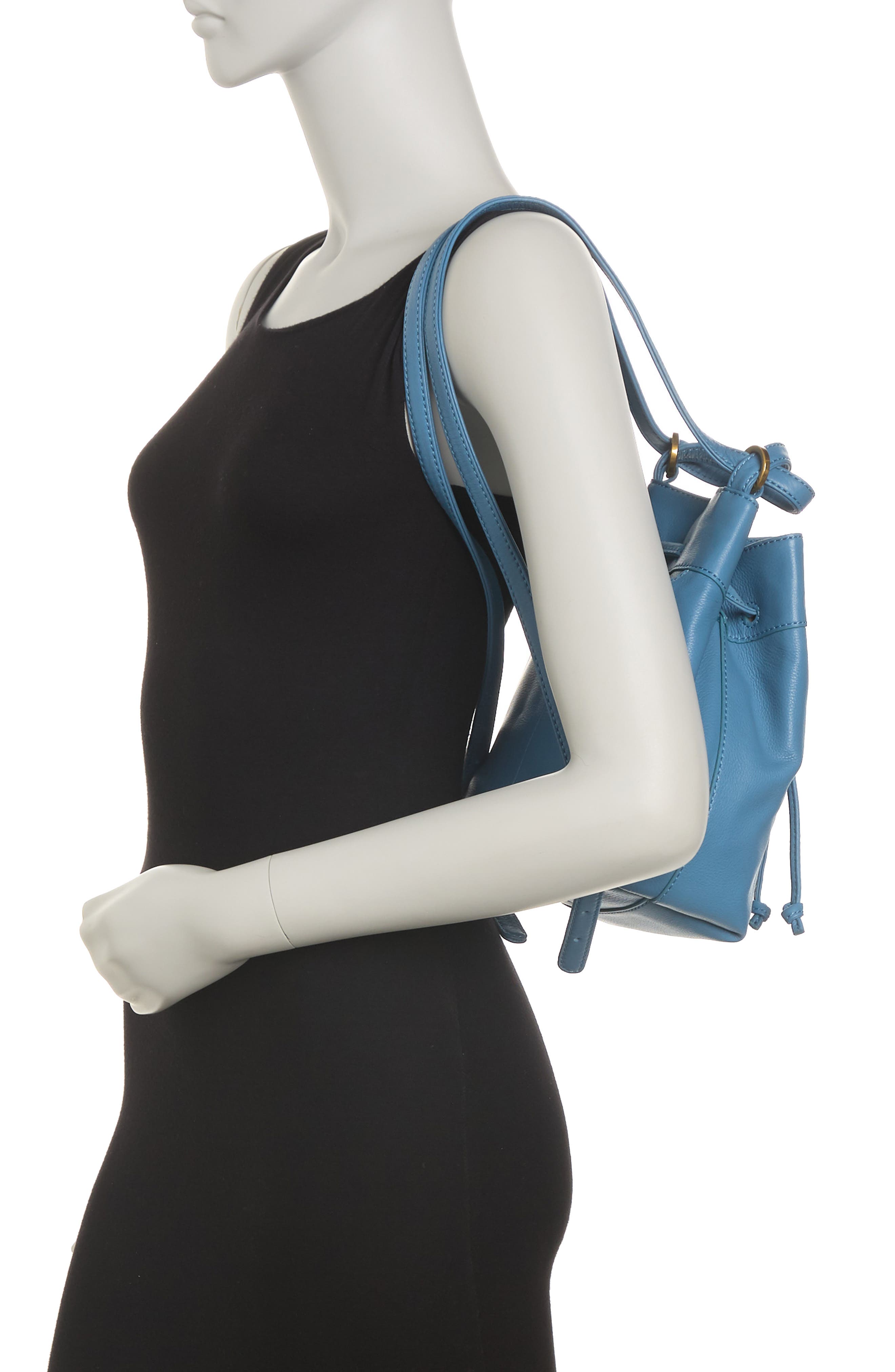 HOBO Ramble Leather Drawstring Shoulder / Backpack Hobo Ramble Leather Drawstring Backpack In Dusty Blue | ModeSens main image 2