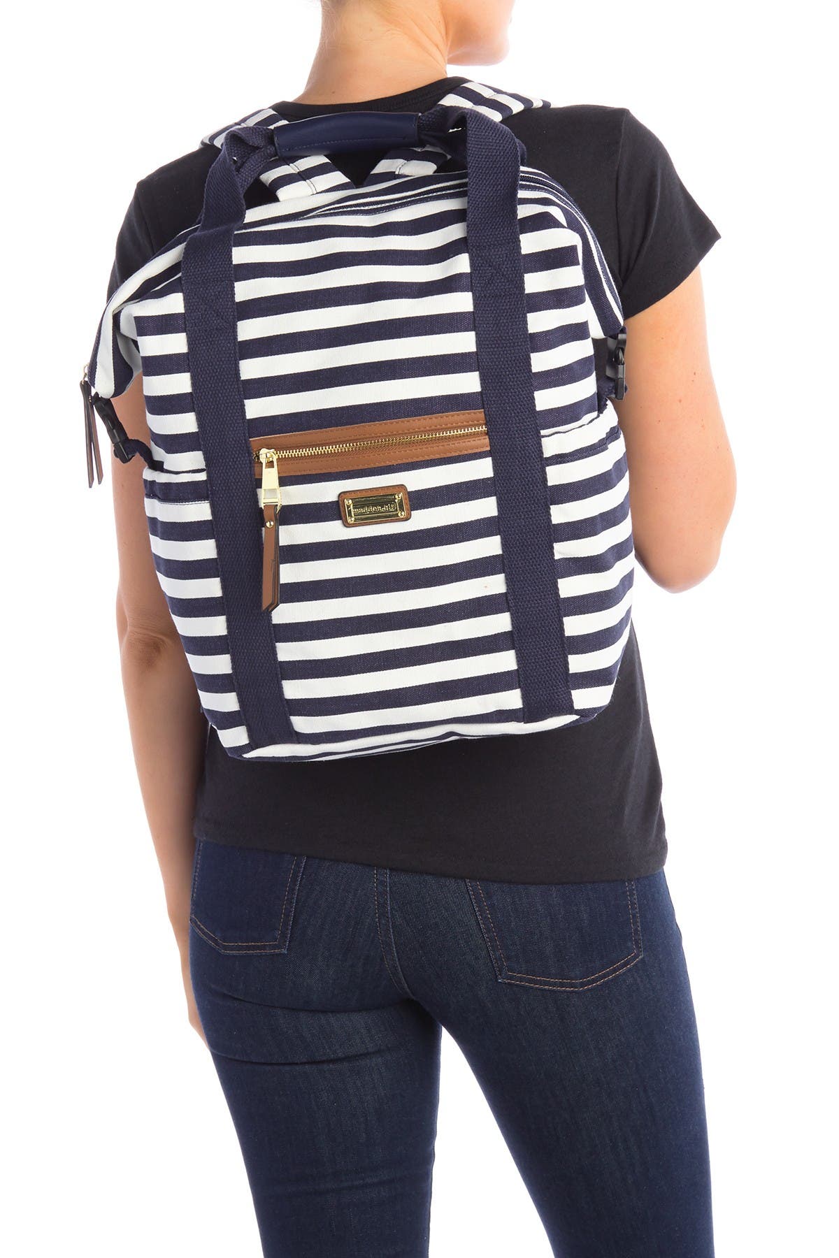 madden girl striped canvas backpack