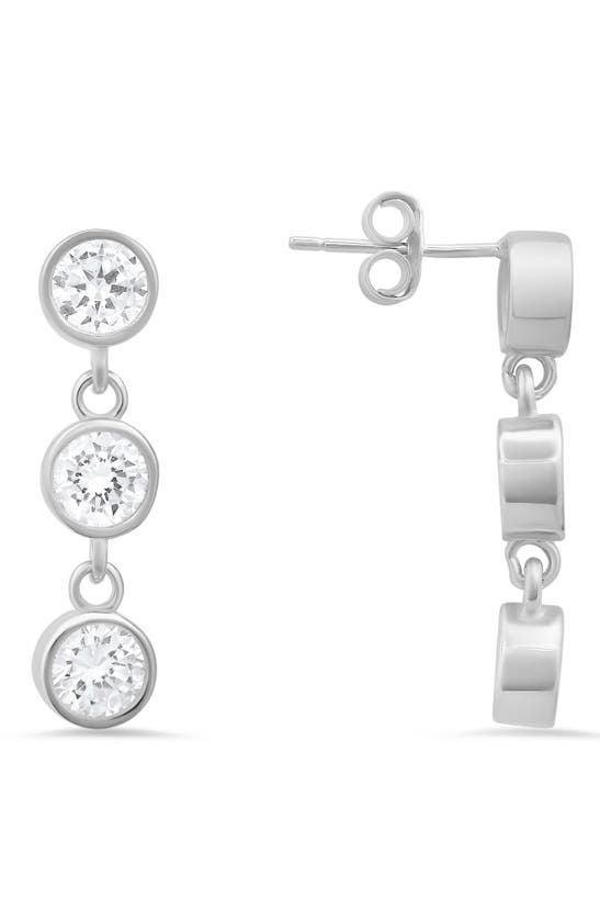 Queen Jewels Dangling Bezel Set Cubic Zirconia Drop Earrings In Silver