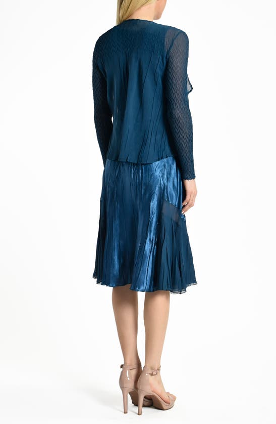 Shop Komarov Chiffon & Charmeuse Cocktail Dress With Jacket In Mediterranea