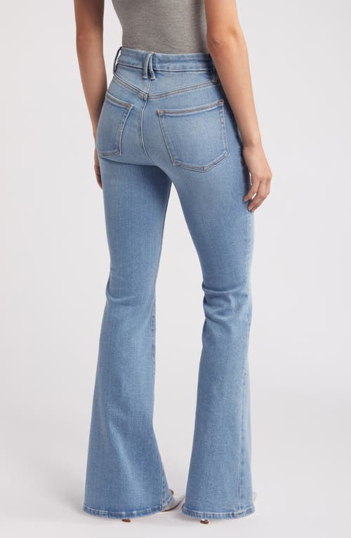 Shop Good American Good Legs Patch Pocket Flare Jeans In Indigo656