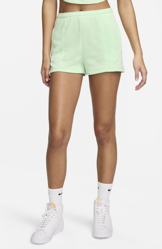Shop Nike Chill High Waist French Terry Shorts In Vapor Green/sail