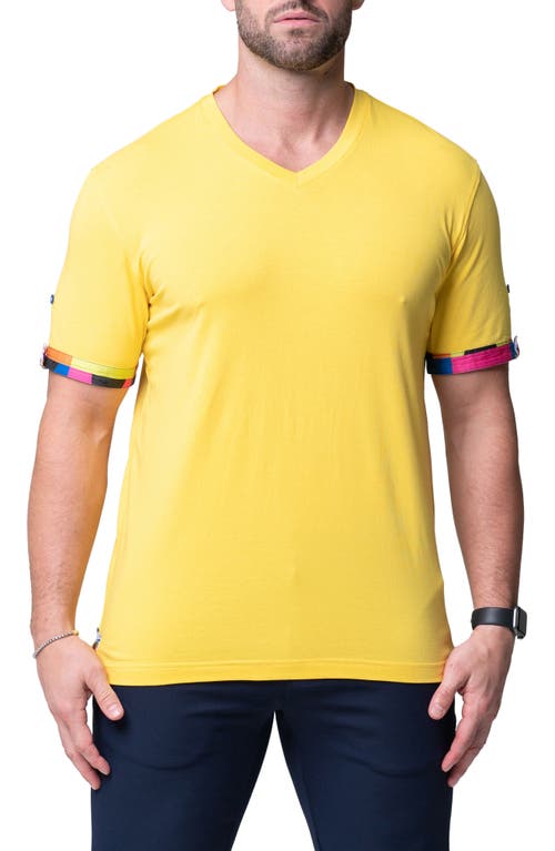 Maceoo Vivaldi Solid Splash Yellow V-Neck Cotton T-Shirt at Nordstrom,