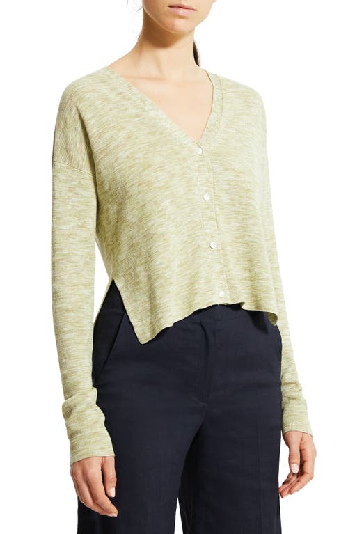 Shop Theory Hanalee Space Dye Linen Blend Cardigan In Key Lime Multi