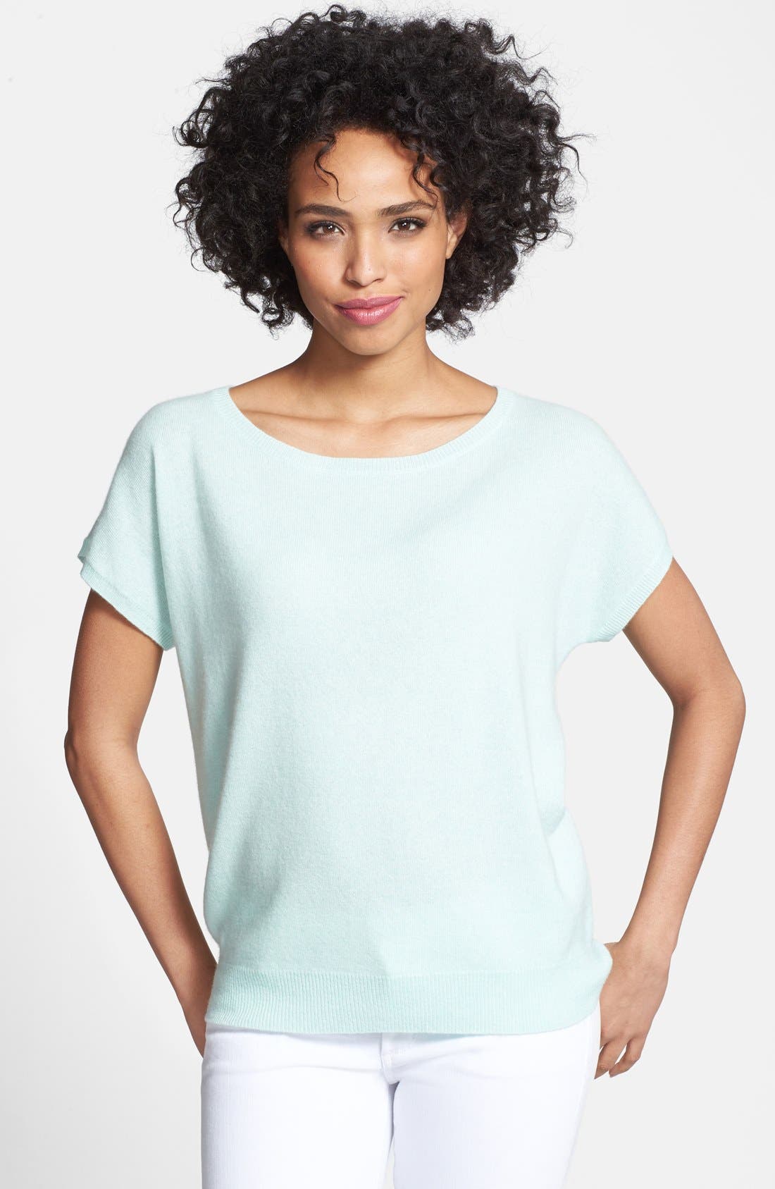 Adrianna Papell Short Sleeve Cashmere Sweater Nordstrom