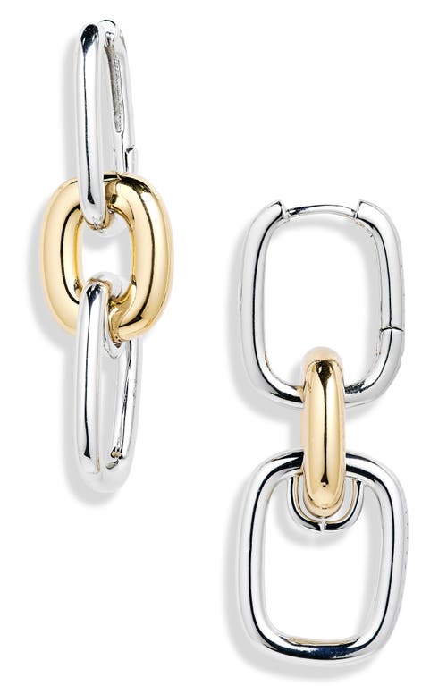 Shop Luv Aj Two-tone Link Drop Huggie Hoop Earrings In Silver