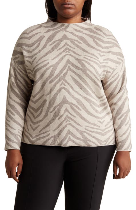 Stripe Mock Neck Sweater (Plus)