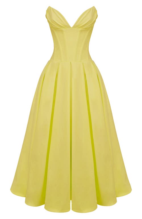 House Of Cb Lady E Strapless Corset Gown In Sunshine