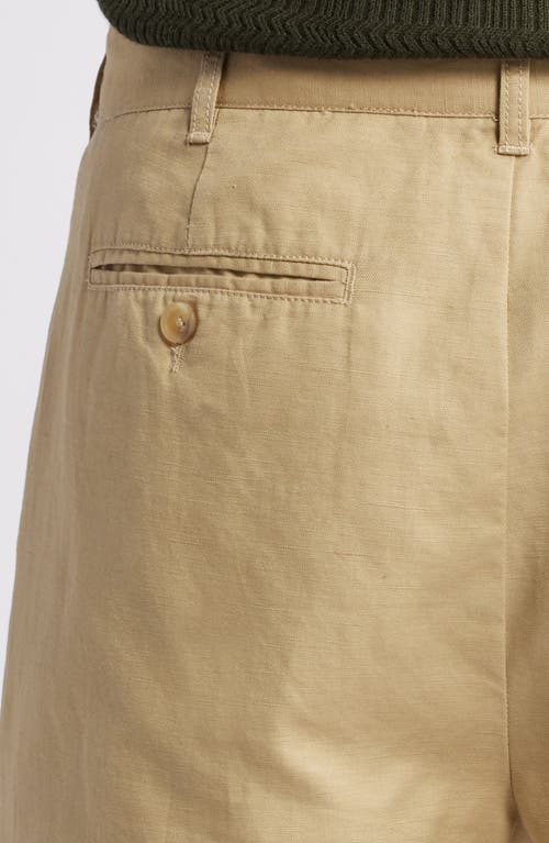 Shop Rails Hawthorne Pleated Cotton & Linen Chinos In Khaki