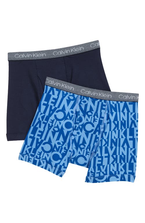 Calvin Klein Kids' 2-Pack Boxer Briefs in Skewed/Cobalt Sapphire