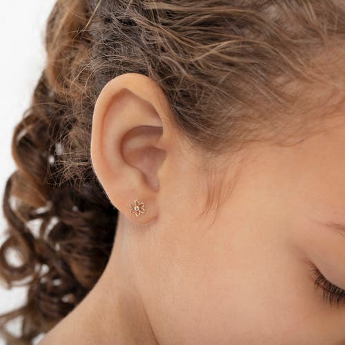 In Season Jewelry 14k Jeweled Open Flower Earrings In Gold