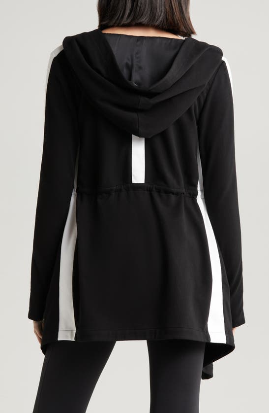 Shop Blanc Noir Anastasia Hooded Stretch Cotton Jacket In Black