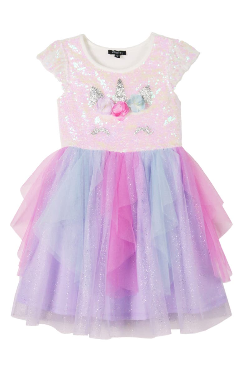 Zunie Kids' Ruffle Sequin Unicorn Dress | Nordstromrack