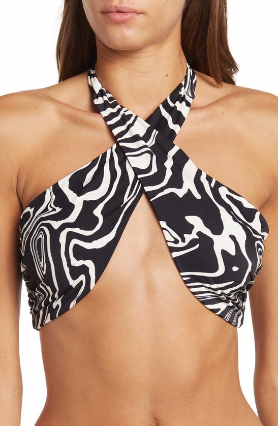 Weworewhat Wrap Halter Top In Black Multi