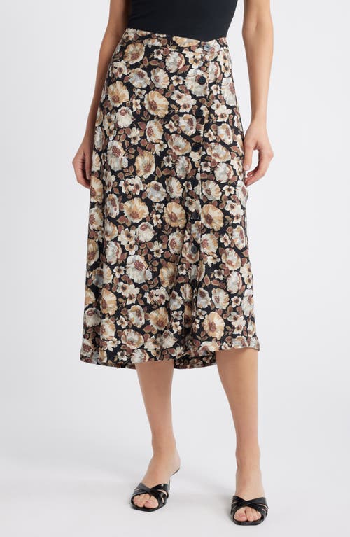 Nation Ltd Belinda Print Button Midi Skirt In Night Floral