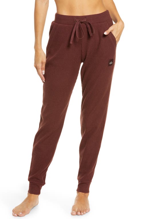 Muse High Waist Rib Joggers in Cherry Cola