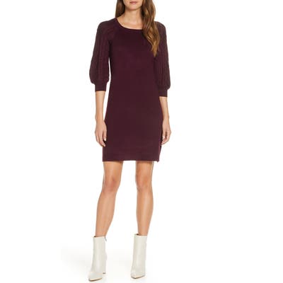 Eliza J Cable Sleeve Sweater Dress, Red