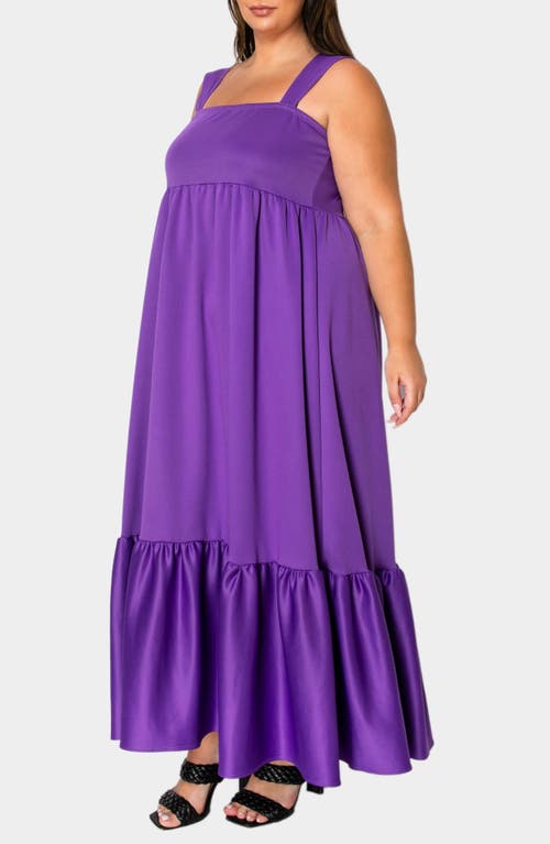 Shop L I V D Angelika Ruffle Hem Sleeveless Maxi Dress In Purple