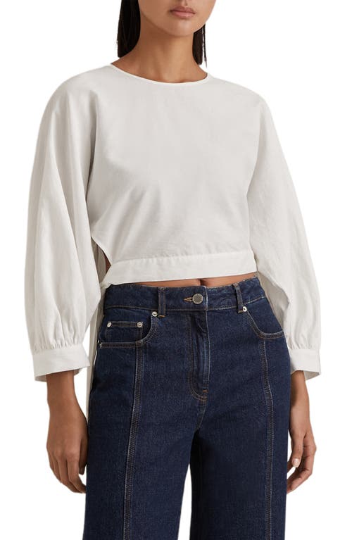 Reiss Immy Side Tie Crop Top Ivory at Nordstrom,