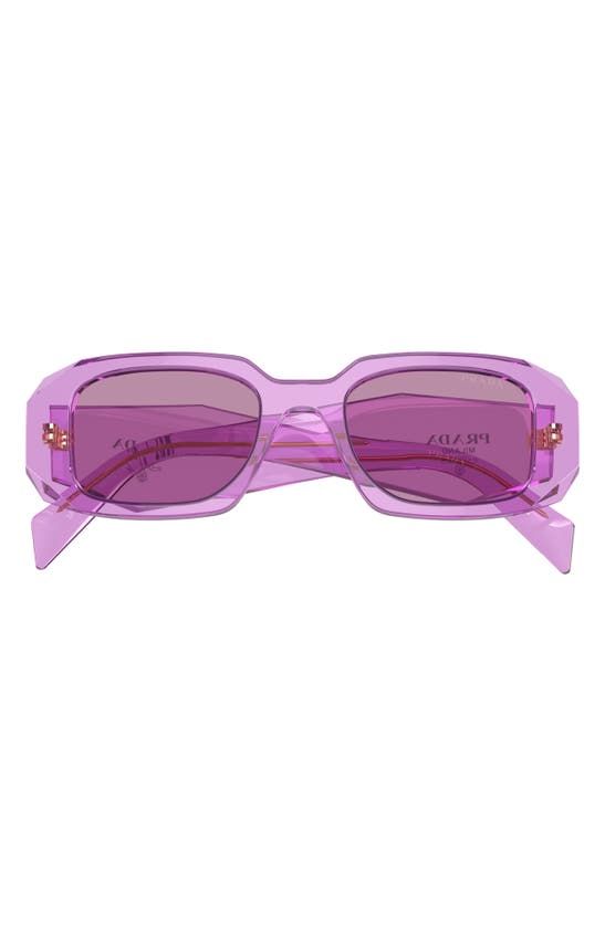 Shop Prada 51mm Mirrored Rectangular Sunglasses In Purple