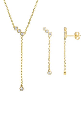 Created Forever Lab Grown Diamond Lariat Necklace & Drop Earrings Set In Gold