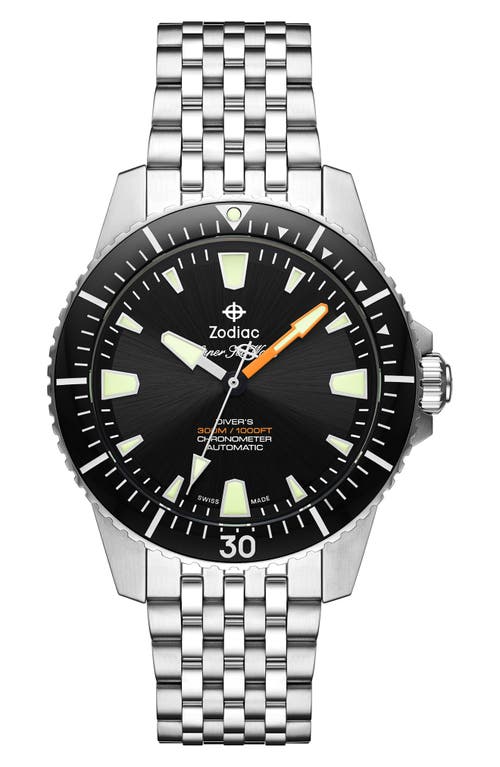 Shop Zodiac Super Sea Wolf Pro Diver Bracelet Watch, 42mm In Silver