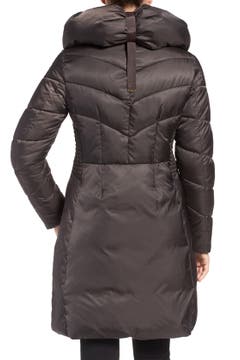 Via Spiga Water Repellent Quilted Puffer Coat with Faux Fur Trim ...