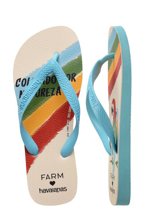 Shop Havaianas X Farm Rio Flip Flop In Blue