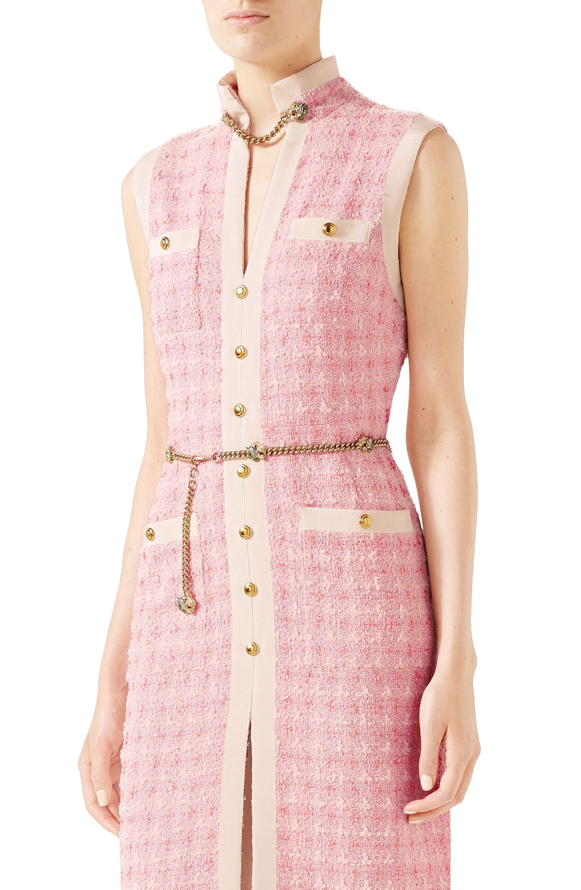 Gucci Chain Embellished Tweed Dress | Nordstrom