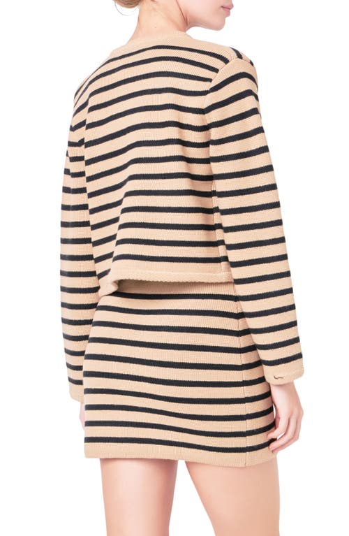 English Factory Stripe Cardigan In Nude