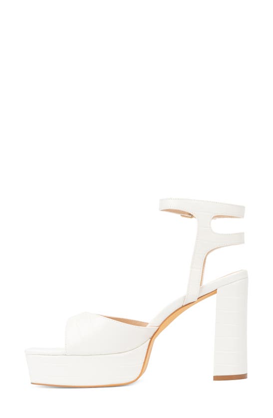 Fashion To Figure Hilari Croc Embossed Platform Heeled Sandal In White