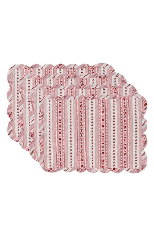 Juliska Villa Stripe Quilted Red Placemats, Set Of 4 In Red