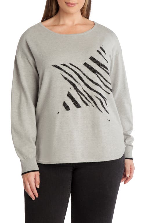 Adyson Parker Glitter Star Print Jacquard Sweater in Light Heather Grey