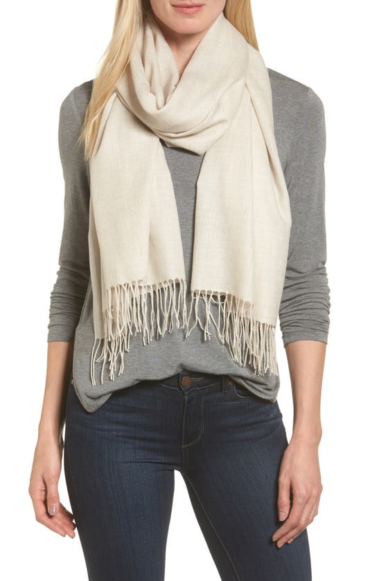 Shop Nordstrom Tissue Weight Wool & Cashmere Scarf In Beige Oat Medium Heather