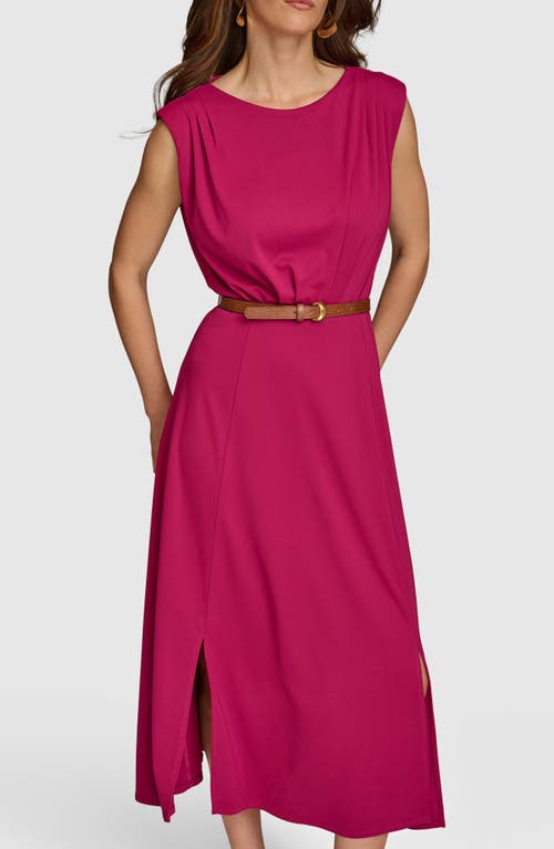 Donna Karan Women's Sleeveless Belted Jersey Midi Dress In Cactus Flo