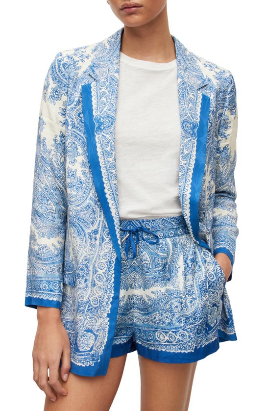 Allsaints Aleida Rafaella Blazer In Blue/ White