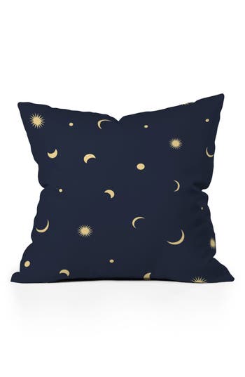 Deny Designs Celestial Moon & Stars Throw Pillow In Navy