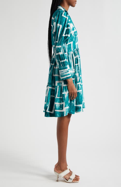 Shop Busayo Wande Long Sleeve A-line Dress In White/green