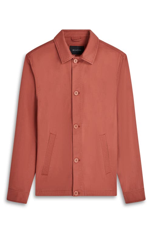 Shop Bugatchi Button-up Twill Jacket In Sienna