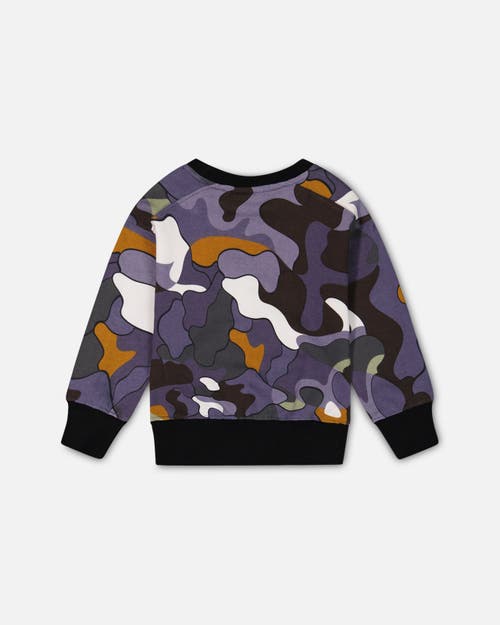 Shop Deux Par Deux Little Boy's Printed Camo Fleece Sweatshirt With Bag In Anthracite