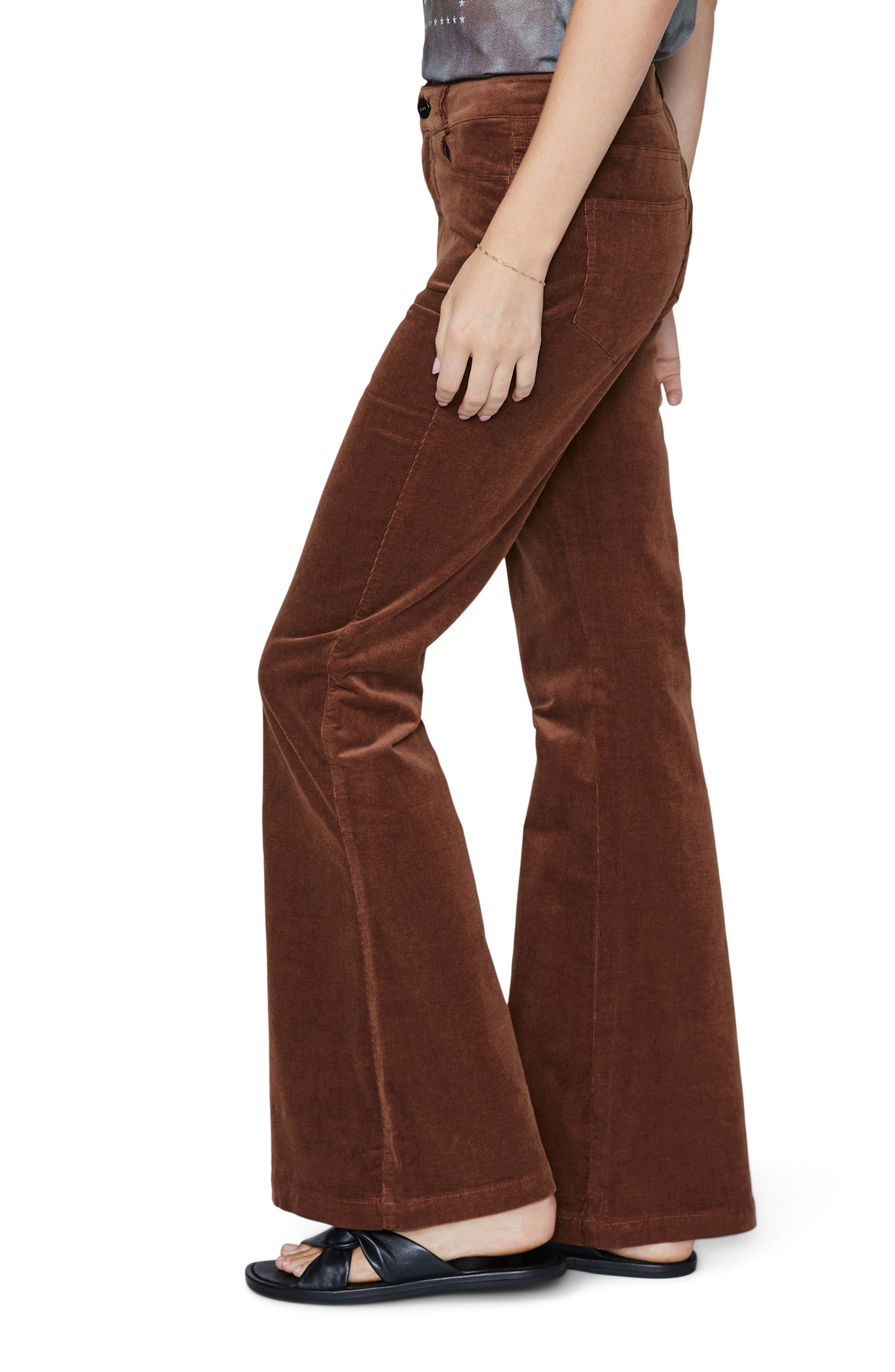 high waist flare leg corduroy pants