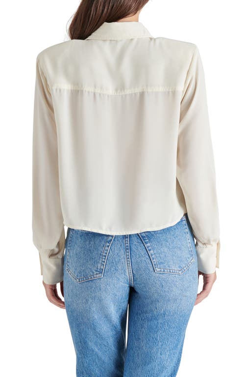 Shop Steve Madden Noelle Tie Neck Shirt In Cream