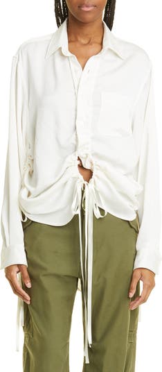 JINNI RUCHED OVERSIZED SHIRT IN WHITE