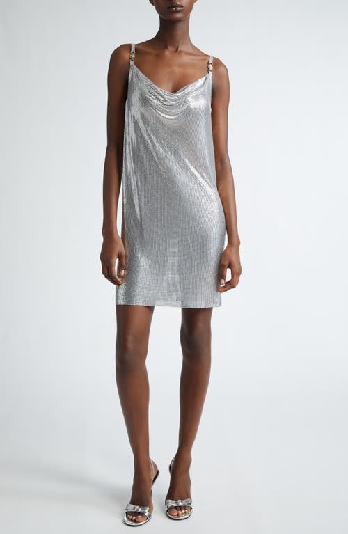 Shop Versace Aluminum Mesh Cocktail Dress In Nickel