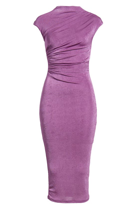 Shop Nikki Lund Norah Ruched Body-con Midi Dress In Purple