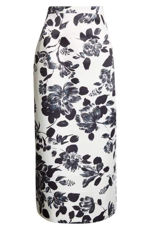 Lorelei Floral Midi Skirt in Black Flowers On Ivory