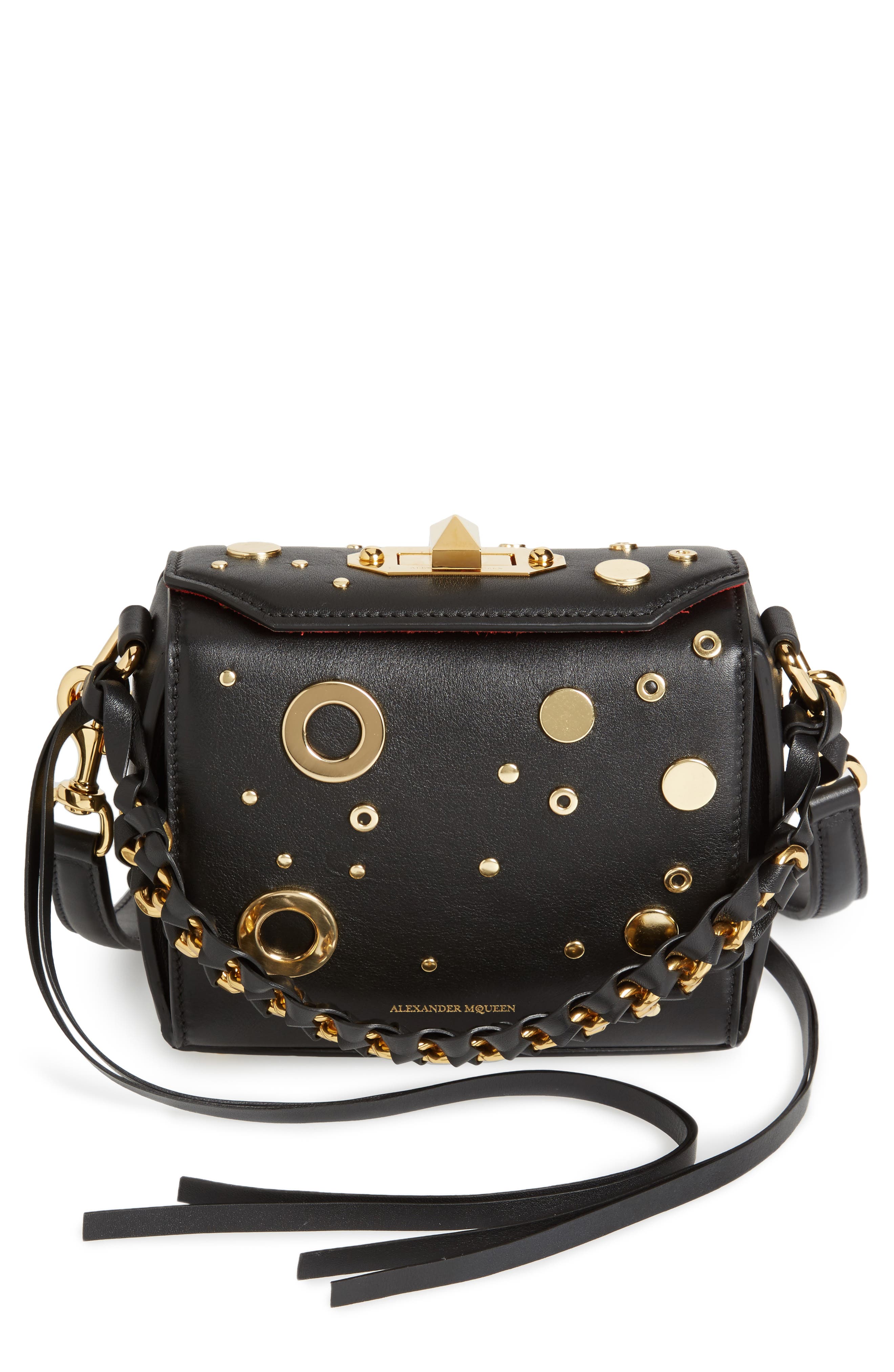 Alexander McQueen Grommet & Stud Calfskin Leather Box Bag Nordstrom