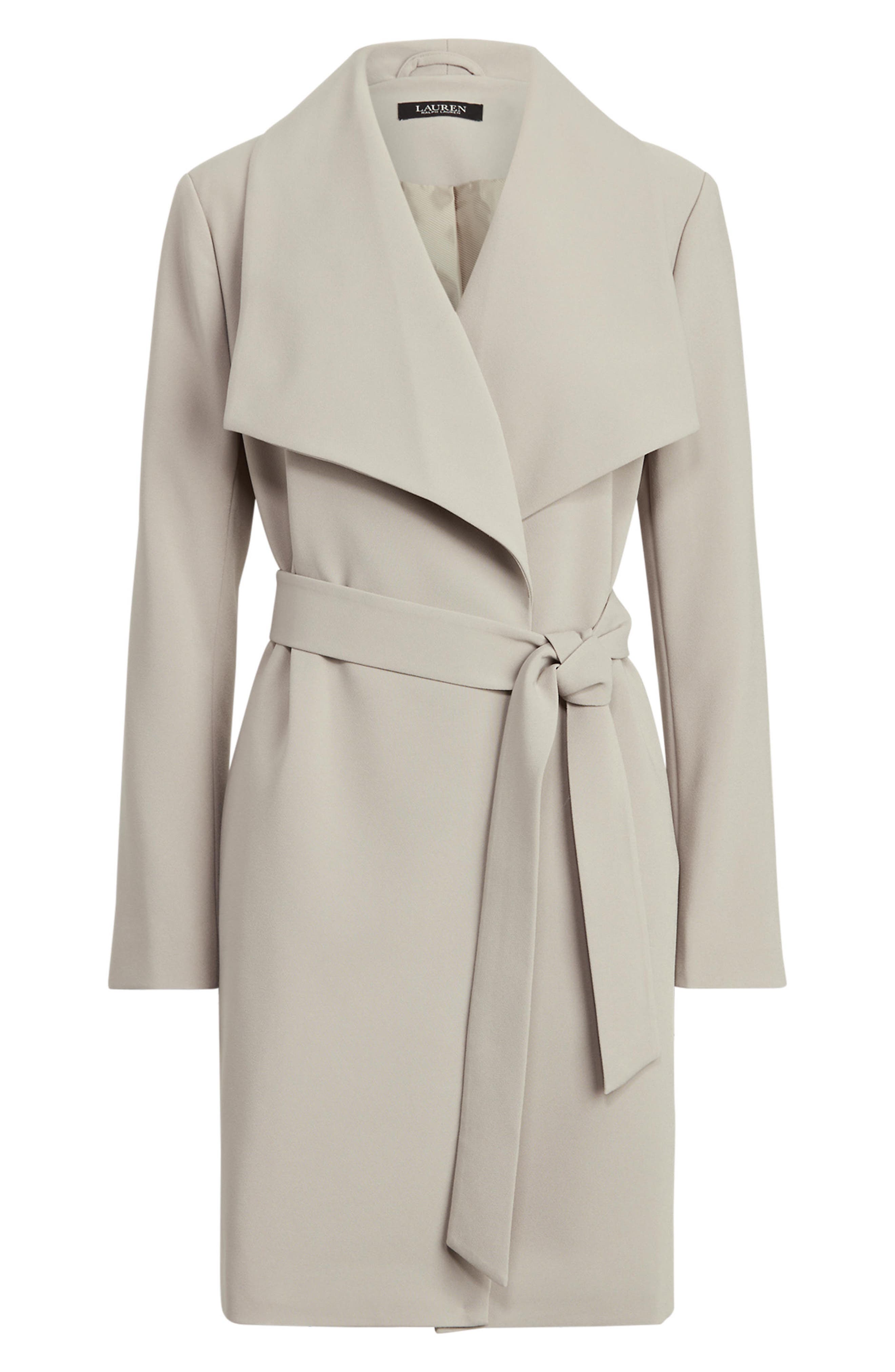 ralph lauren belted drape front coat