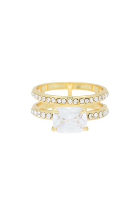 Oval Crystal Pavé Band Ring