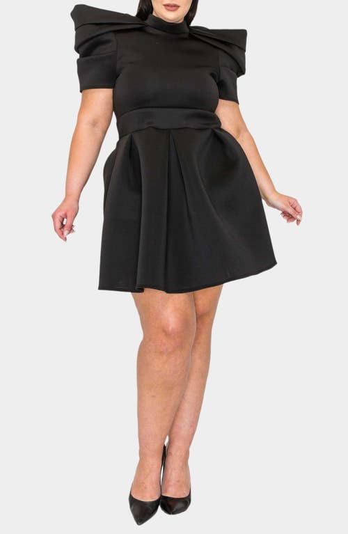 Shop L I V D Karina Statement Stretch Neoprene Fit & Flare Dress In Black